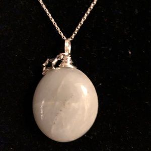 Sterling Silver Jade Stone Necklace